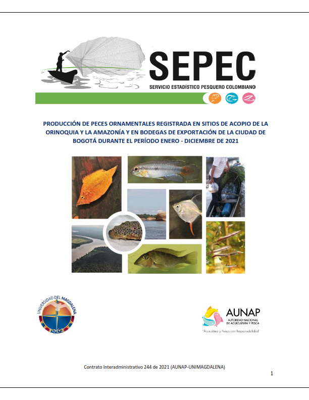 Producción de peces ornamentales registrada en sitios de acopio